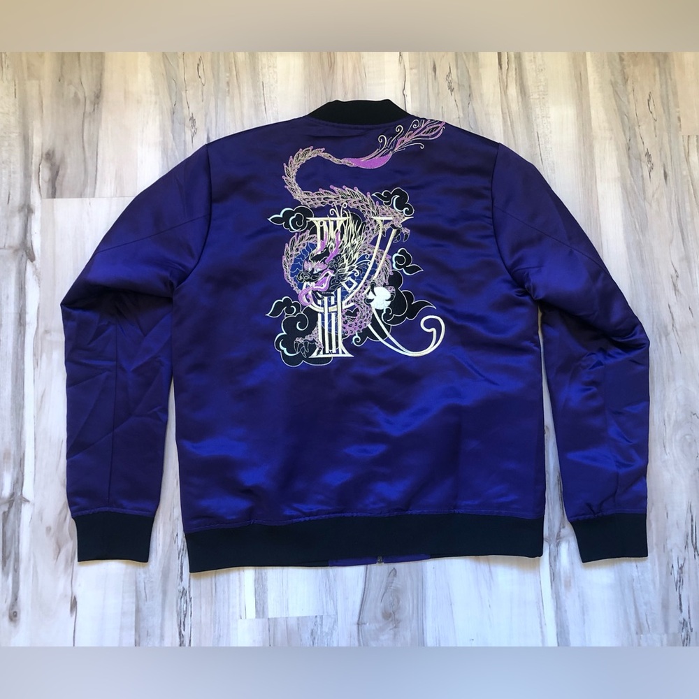 Marvel Eternals Kingo Purple Satin Bomber Jacket Our Universe Dragon Embroider M